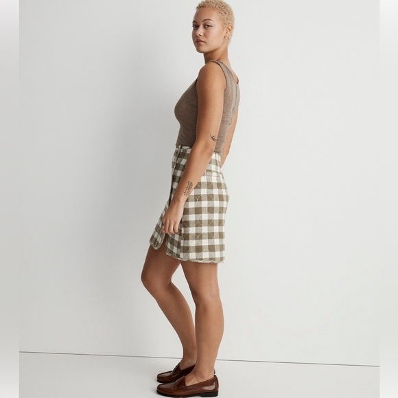 Madewell Curvy Quilted Flannel Mini Skirt in Gingham Check NWT Women’s Size 8 - Picture 5 of 12